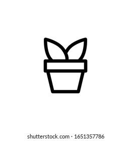 Vector illustration, plant pot icon. Line design template