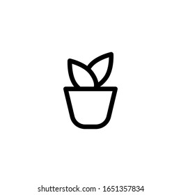 Vector illustration, plant pot icon. Line design template