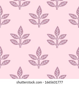 Vector illustration of a plant in scandinavian style seamless pattern on a pink background, great element for your design