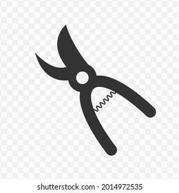 Vector illustration of plant shears icon in dark color and transparent background(png)