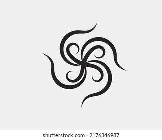 Vector illustration of a plant tendril symbol design forming a whirlpool for wedding decorations.