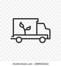 Vector illustration of plant truck icon in dark color and transparent background(png).