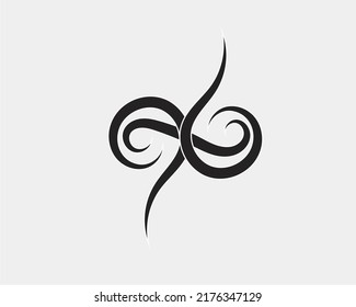 
Ilustración vectorial del diseño del símbolo de la vid que forma el flujo de viento opuesto para la decoración de bodas.