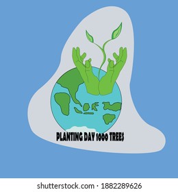 vector illustration of planting day 1000 tree logo design template