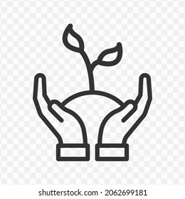 Vector illustration of planting plants icon in dark color and transparent background(png).