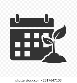 Vector illustration of planting schedule icon in dark color and transparent background(PNG).