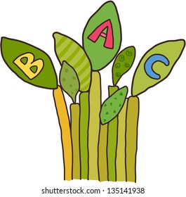 Vector illustration of plants with ABC signs