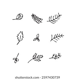 Vector illustration plants in doodle technique