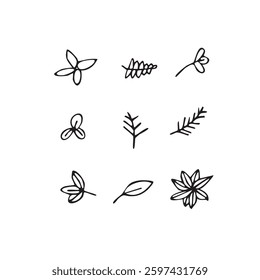 Vector illustration plants in doodle technique