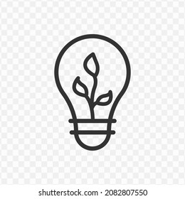Vector illustration of plants in the lamp icon in dark color and transparent background(png).