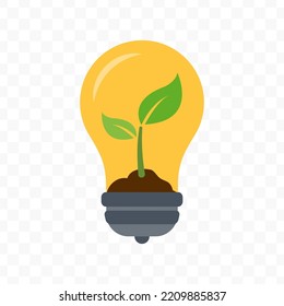 Vector illustration of plants in the lamp icon sign and symbol. colored icons for website design .Simple design on transparent background (PNG).