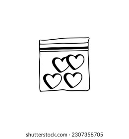 ilustración vectorial de una bolsa de plástico llena de corazones