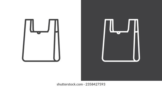 Vector illustration of plastic bag icon. eco recycled plastic, shopping bag, fashion bag vector design, Vector plasticbag icon for web design isolated on black and white background