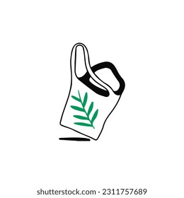 vector illustration of plastic bag with leaves concept