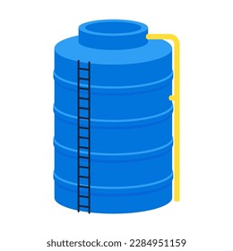 Vector illustration. Plastic barrels for water.Blue watet tank. isolated.