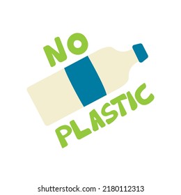 Vector illustration, with a plastic bottle and the inscription NO Plastic, insulated element. Environmental protection and ecology, environmental friendliness, sustainability.