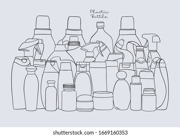 Ilustración vectorial de botellas de plástico/contenedores
