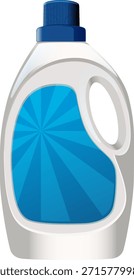 Vector illustration of a plastic cleaning bottle with blue liquid and modern label, isolated view
