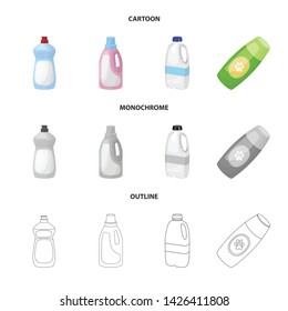 Vector illustration of plastic and container icon. Collection of plastic and packaging vector icon for stock.
