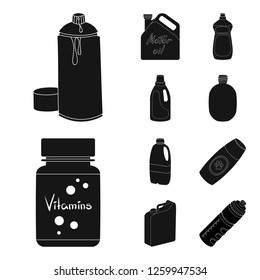 Vector illustration of plastic and container sign. Collection of plastic and packaging stock vector illustration.