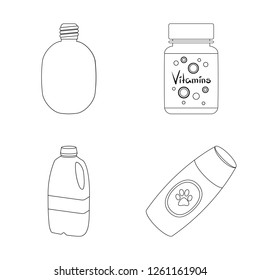 Vector illustration of plastic and container sign. Set of plastic and packaging stock vector illustration.