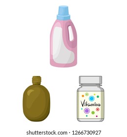 Vector illustration of plastic and container sign. Collection of plastic and packaging stock symbol for web.