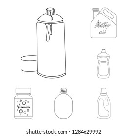 Vector illustration of plastic and container sign. Collection of plastic and packaging vector icon for stock.