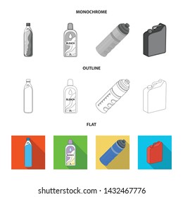 Vector illustration of plastic and container sign. Collection of plastic and packaging stock vector illustration.