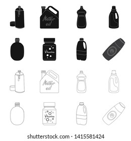 Vector illustration of plastic and container symbol. Set of plastic and packaging vector icon for stock.