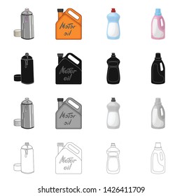 Vector illustration of plastic and container symbol. Set of plastic and packaging stock vector illustration.
