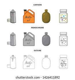 Vector illustration of plastic and container symbol. Set of plastic and packaging vector icon for stock.