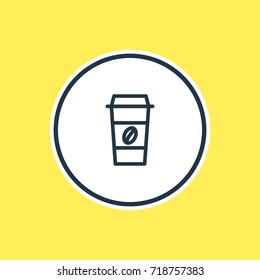 Vector Illustration Of Plastic Cup Outline. Beautiful Drink Element Also Can Be Used As Coffee To Go Element.