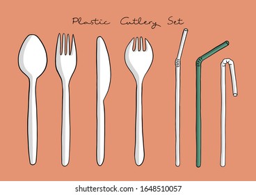 Vector Illustration of Plastic Cutlery