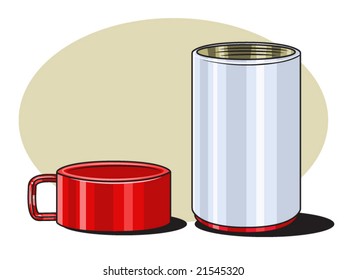 vector illustration of a plastic flask.....all pieces are on different layers.. lid fits nicely on top of flask..