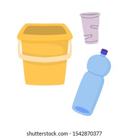 Vector illustration of plastic and garbage sign. Graphic of plastic and rubbish vector icon for stock.