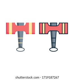 vector illustration plastic hammer toy icon or logo with flat and lineal color design style
