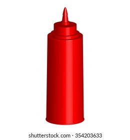 Vector illustration of plastic ketchup bottle, sauce