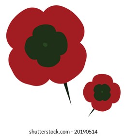 Vector Illustration Of A Plastic Poppy Flower With A Pin, Traditionally Used On Remembrance Day