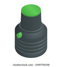 Vector illustration plastic septic tank isolated on white background. Realistic waste water tank icon in flat cartoon style. Drainage tank. Wastewater treatment tank for underground septic system.