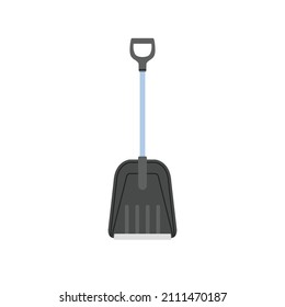 Vector illustration of a plastic shovel, spade for snow. Winter snow removal and cleaning. Isolated hand drawn illustration on white background.