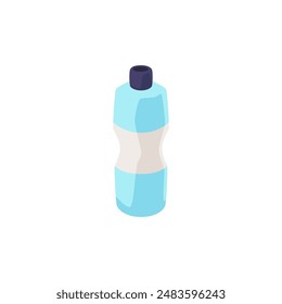 Vector illustration of a plastic sports drinking water bottle. A fitness badge with an image of pure mineral water. Ideal for the design of elements for sports