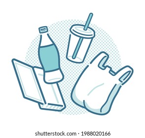 Vector illustration of plastic waste
