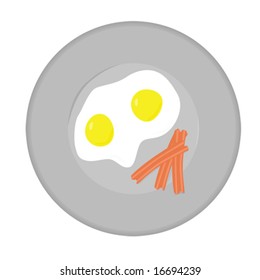 Vector illustration of a plate with eggs and bacon. For jpeg version, please see my portfolio.