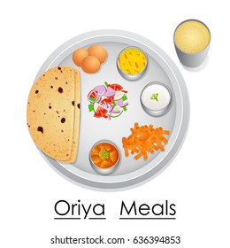 vector illustration of Plate full of delicious Oriyai Meal from India
