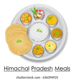 ilustración vectorial de la placa llena de delicioso Himachal Pradesh de la India