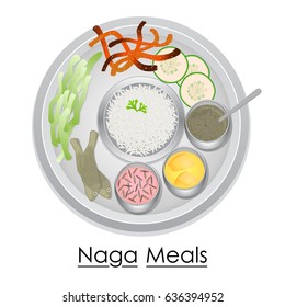 vector illustration of Plate full of delicious Naga Meal from India