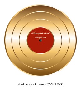 Vector illustration of Plate. Gold disc.