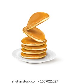 vector illustration of a plate with pancakes