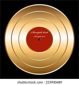 Vector illustration of Plate. Retro. Vintage. Gold  disc