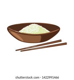 Vector illustration of plate  and rice icon. Set of plate  and short   vector icon for stock.